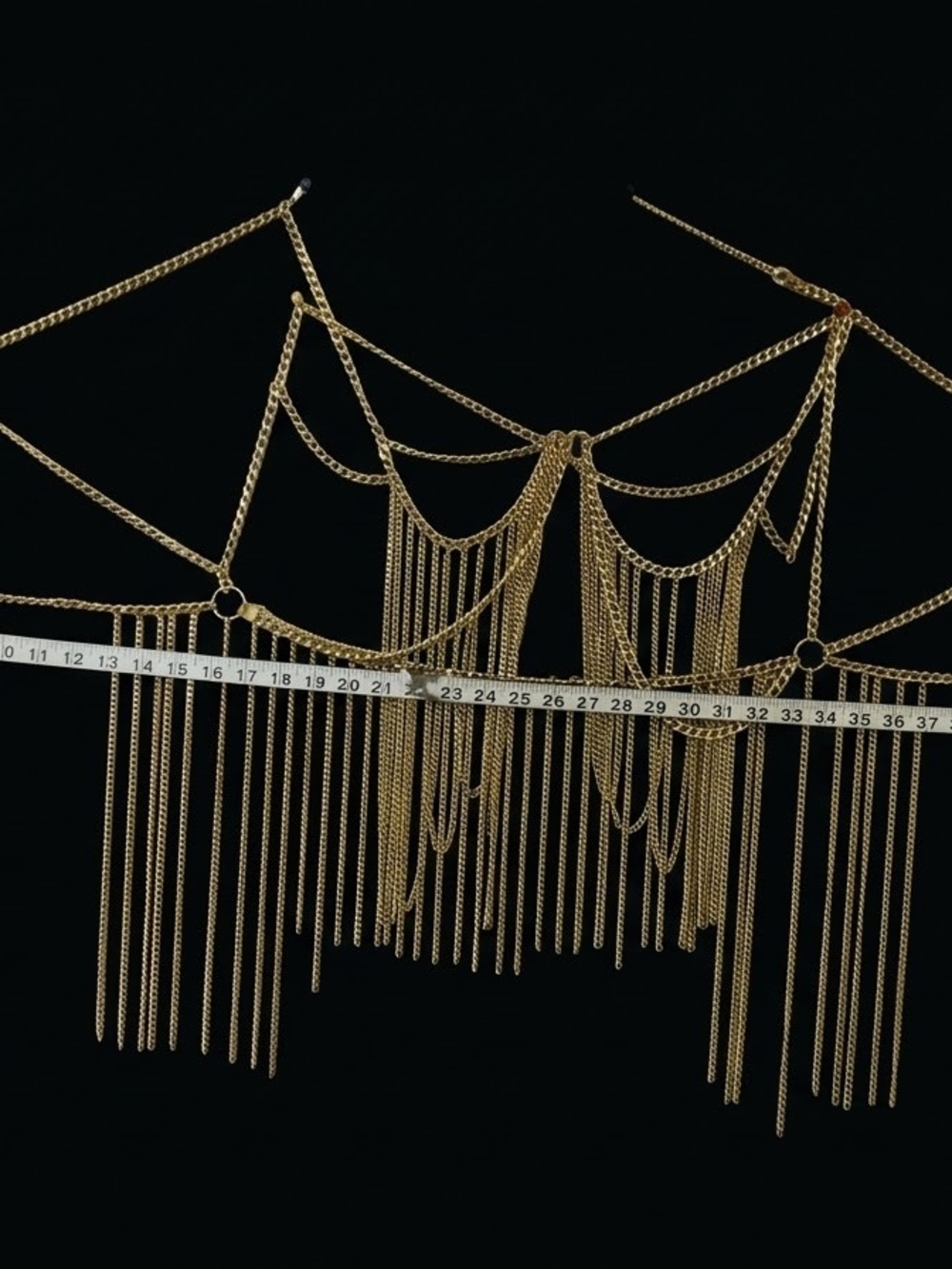 Draped Gold Fringe Body Chain Necklace